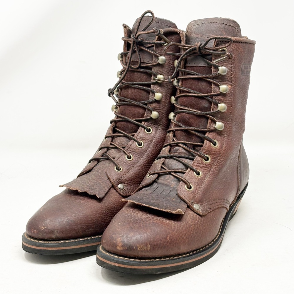 Ad-Tec‎ 1173 Mens Size 9.5 Wide Brown Oil Tanned Leather Kiltie Logger Boots